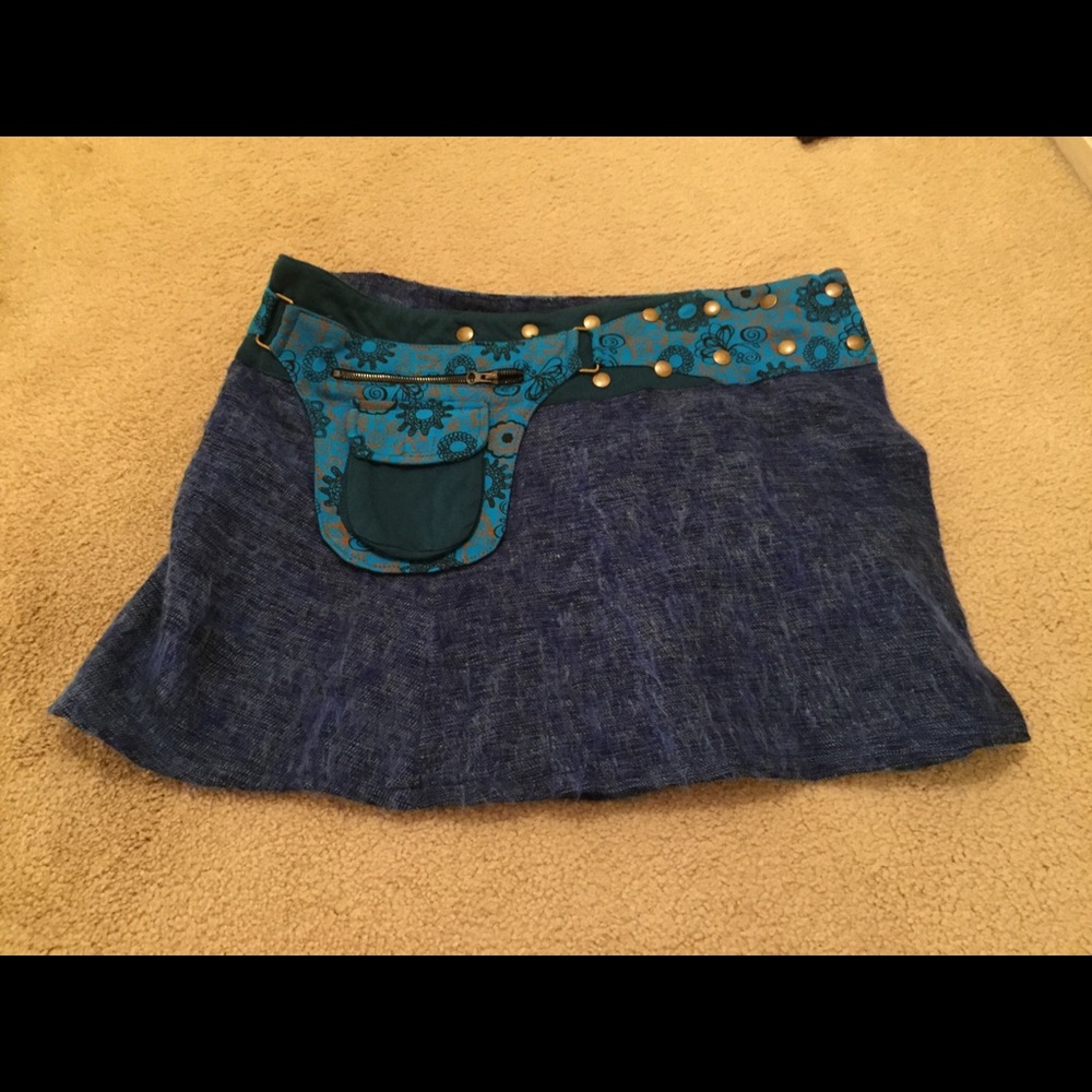 wrap around button skirt blue east meets west boho
